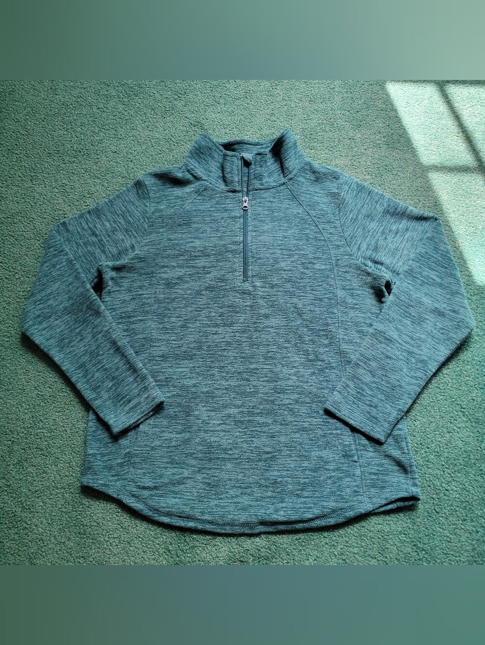 St Johns Bay Pullover Womens MM Blue Lightweight Fleece 1/4 Zip Long Sleeve
